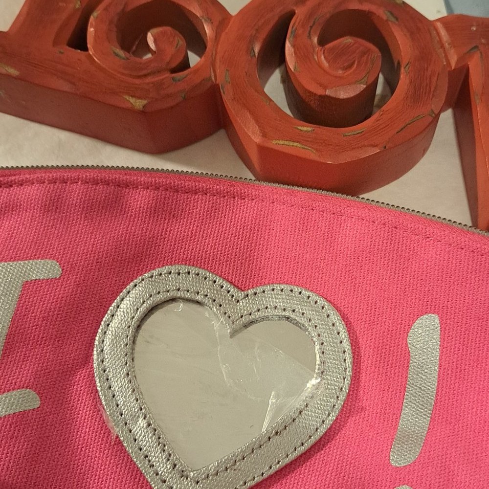 * SWEETHEART BAG * PRETTY LITTLE PINK MAKEUP BAG * With MIRROR - Picture 2 of 5
